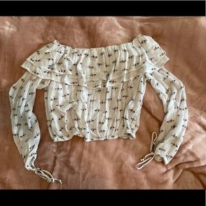 Off the shoulder cropped shirt